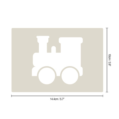 Cute Train Stencil Set 4pc, train engine, passenger carriage, hopper car, box car, A6 Reusable Mylar Templates for Walls, Cakes, Crafts, Cards & More
