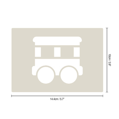 Cute Train Stencil Set 4pc, train engine, passenger carriage, hopper car, box car, A6 Reusable Mylar Templates for Walls, Cakes, Crafts, Cards & More