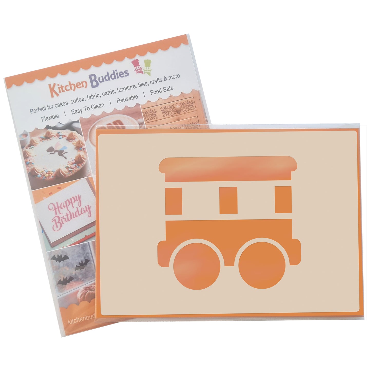 Cute Train Stencil Set 4pc, train engine, passenger carriage, hopper car, box car, A6 Reusable Mylar Templates for Walls, Cakes, Crafts, Cards & More