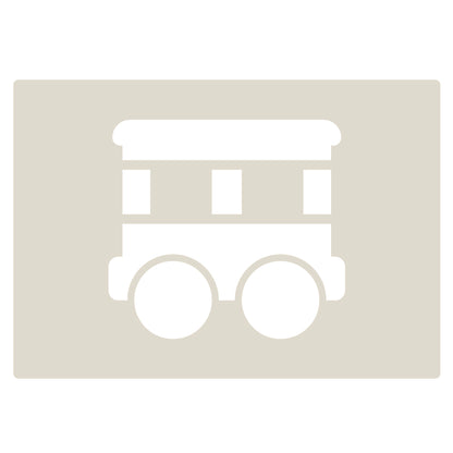 Cute Train Stencil Set 4pc, train engine, passenger carriage, hopper car, box car, A6 Reusable Mylar Templates for Walls, Cakes, Crafts, Cards & More