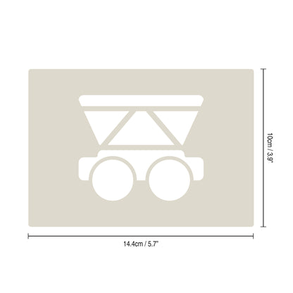 Cute Train Stencil Set 4pc, train engine, passenger carriage, hopper car, box car, A6 Reusable Mylar Templates for Walls, Cakes, Crafts, Cards & More