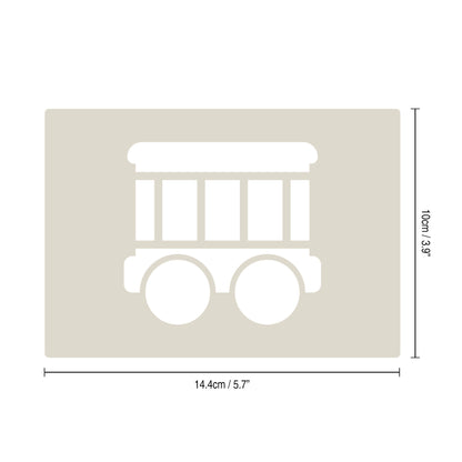 Cute Train Stencil Set 4pc, train engine, passenger carriage, hopper car, box car, A6 Reusable Mylar Templates for Walls, Cakes, Crafts, Cards & More