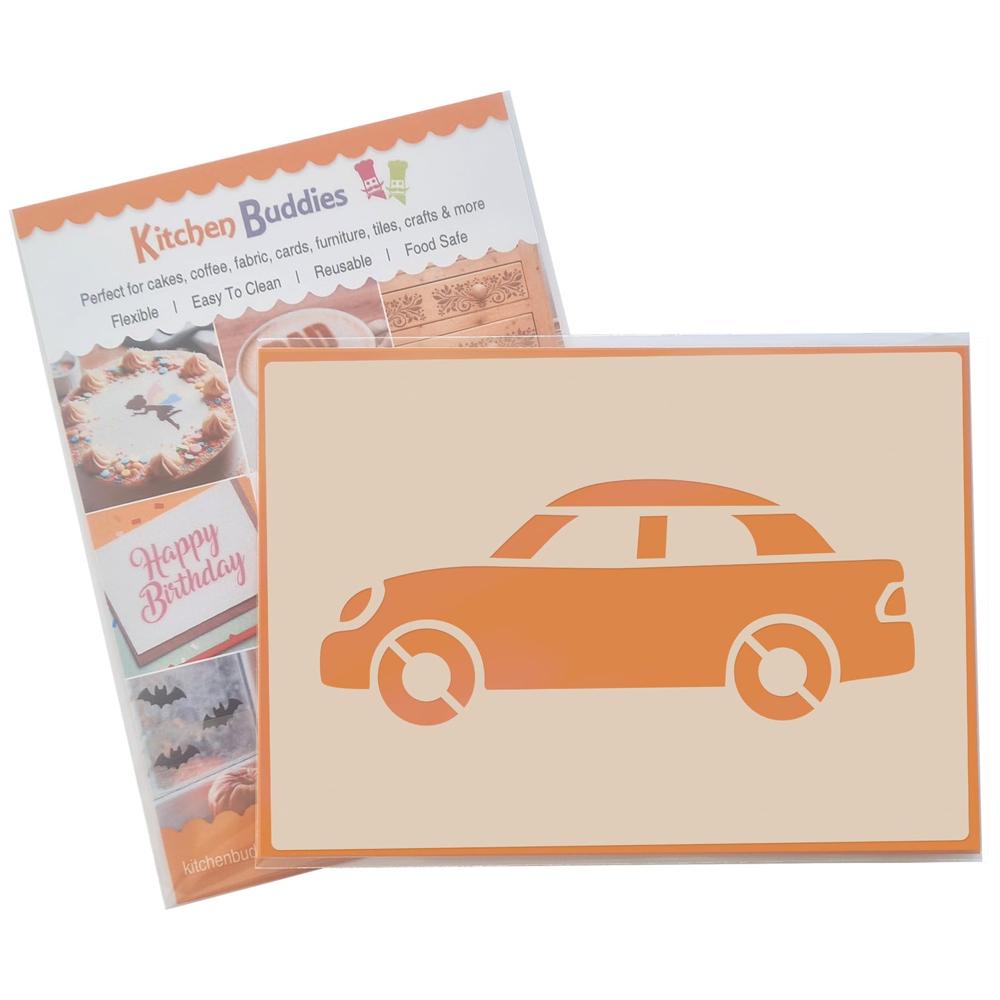 Road Car Stencil Set – 4pc saloon car, sports car, convertible, SUV/4x4 A6 Reusable Mylar Templates for Walls, Cakes, Crafts, Cards & More
