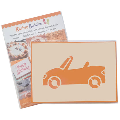 Road Car Stencil Set – 4pc saloon car, sports car, convertible, SUV/4x4 A6 Reusable Mylar Templates for Walls, Cakes, Crafts, Cards & More