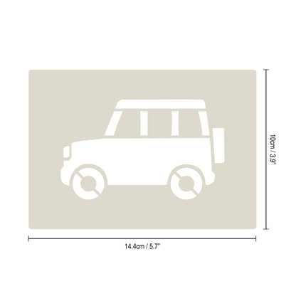 Road Car Stencil Set – 4pc saloon car, sports car, convertible, SUV/4x4 A6 Reusable Mylar Templates for Walls, Cakes, Crafts, Cards & More