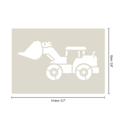 Industrial Vehicles Stencil Set tractor, digger, loader and lorry, 4pc A6 Reusable Mylar Templates for Walls, Cakes, Crafts, Cards & More