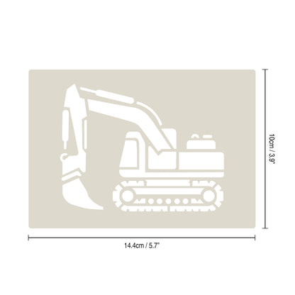 Industrial Vehicles Stencil Set tractor, digger, loader and lorry, 4pc A6 Reusable Mylar Templates for Walls, Cakes, Crafts, Cards & More