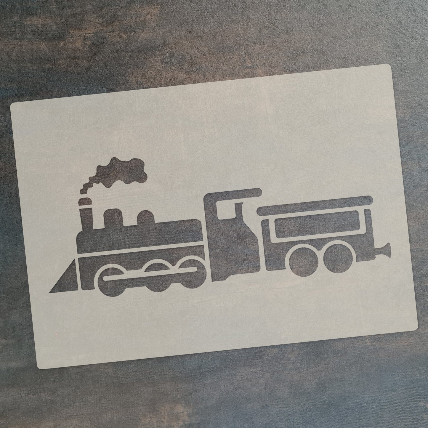 Steam Train Stencil Set – 4pc A6 Reusable Mylar Templates for Walls, Cakes, Crafts, Cards & More
