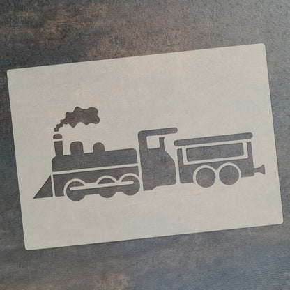 Steam Train Stencil Set – 4pc A6 Reusable Mylar Templates for Walls, Cakes, Crafts, Cards & More