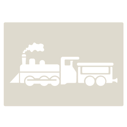 Steam Train Stencil Set – 4pc A6 Reusable Mylar Templates for Walls, Cakes, Crafts, Cards & More