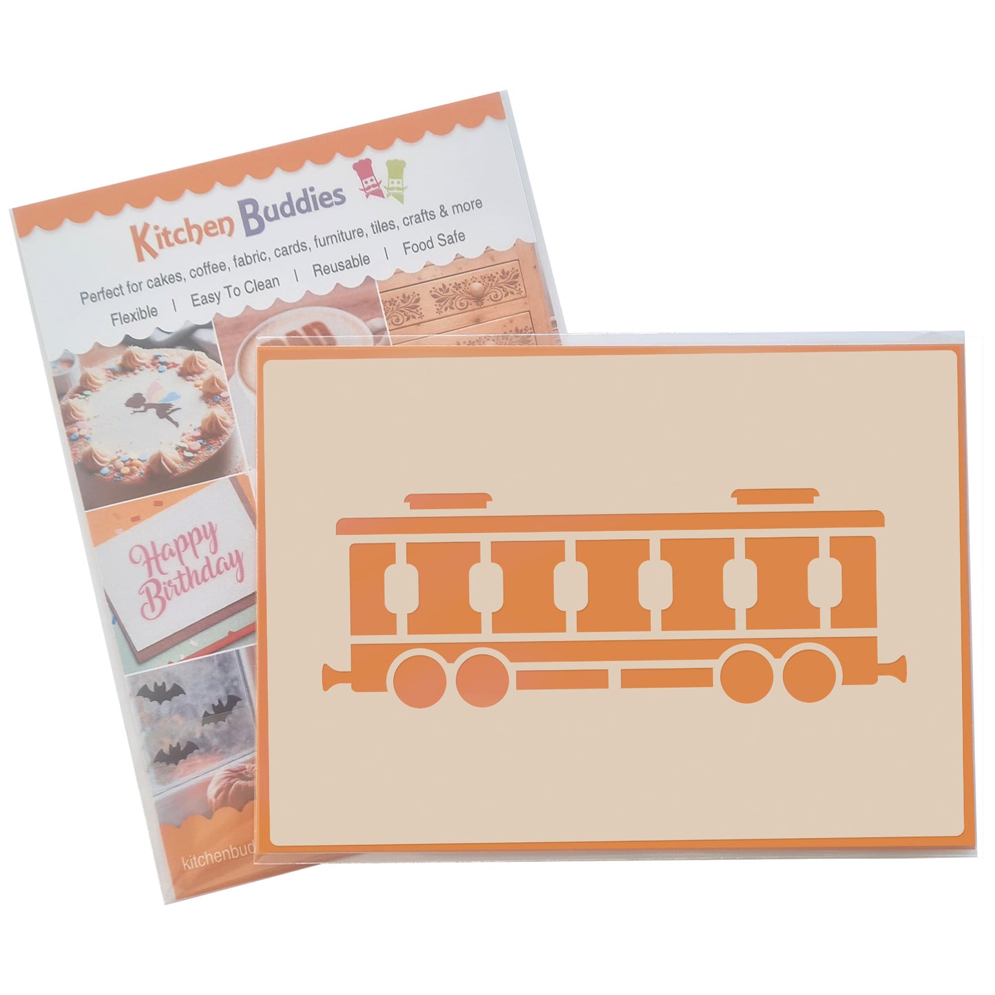 Steam Train Stencil Set – 4pc A6 Reusable Mylar Templates for Walls, Cakes, Crafts, Cards & More