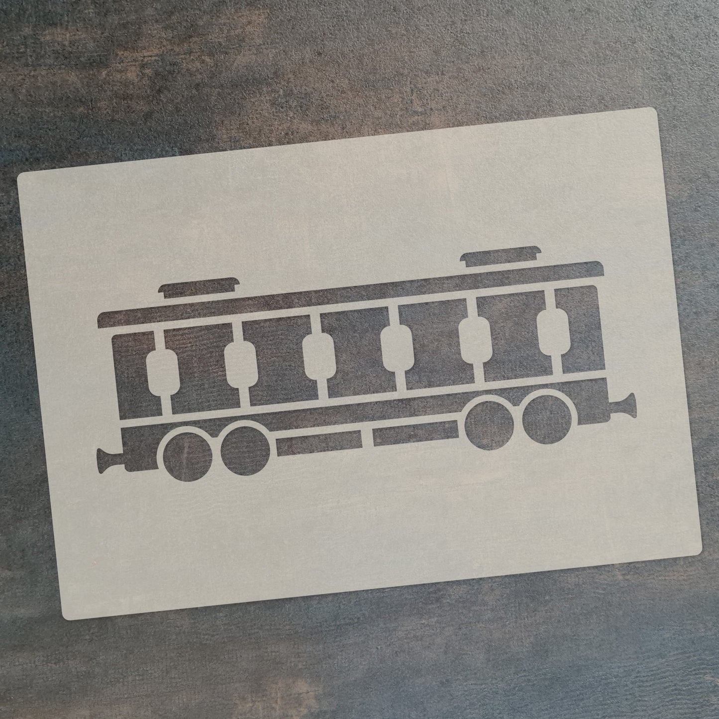 Steam Train Stencil Set – 4pc A6 Reusable Mylar Templates for Walls, Cakes, Crafts, Cards & More