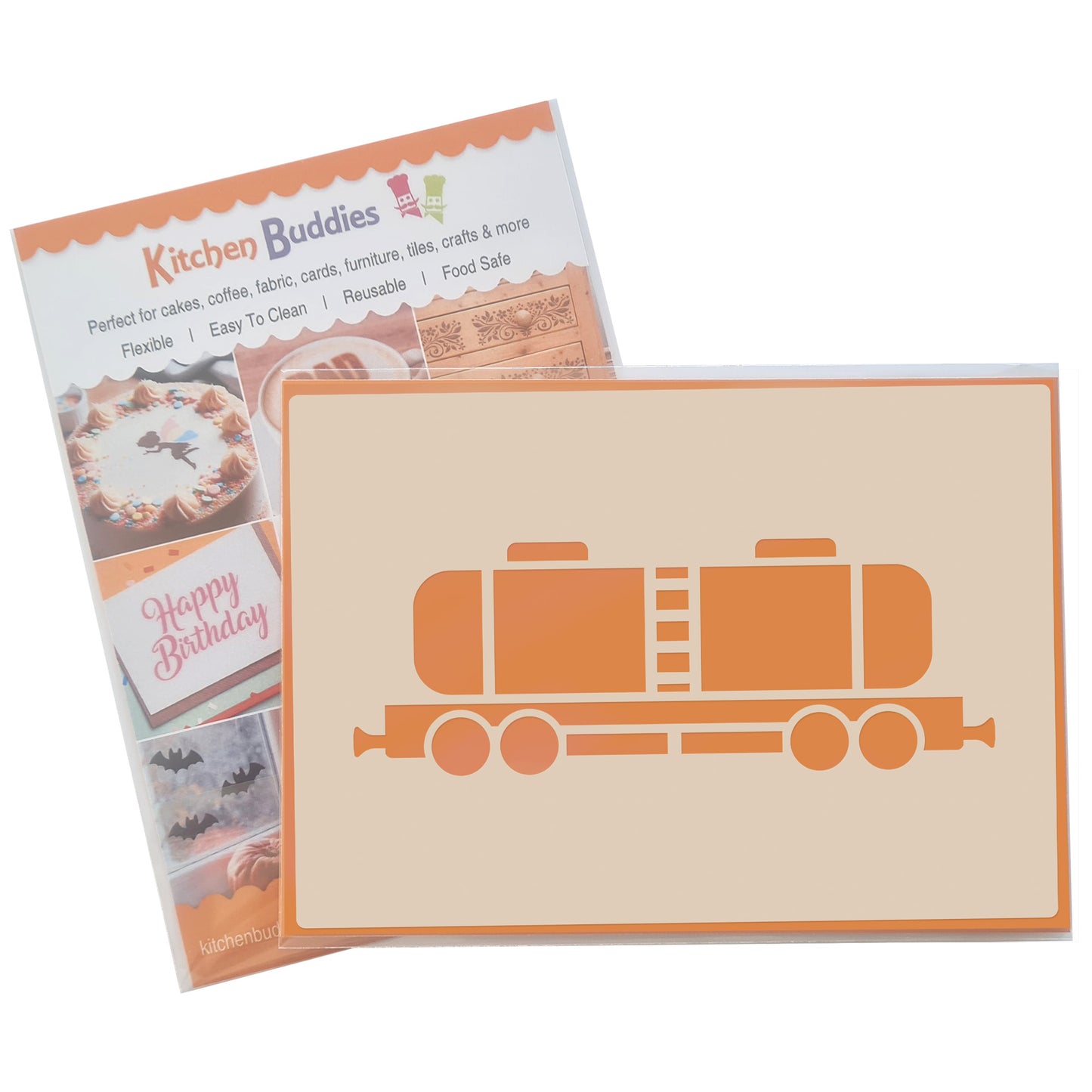 Steam Train Stencil Set – 4pc A6 Reusable Mylar Templates for Walls, Cakes, Crafts, Cards & More