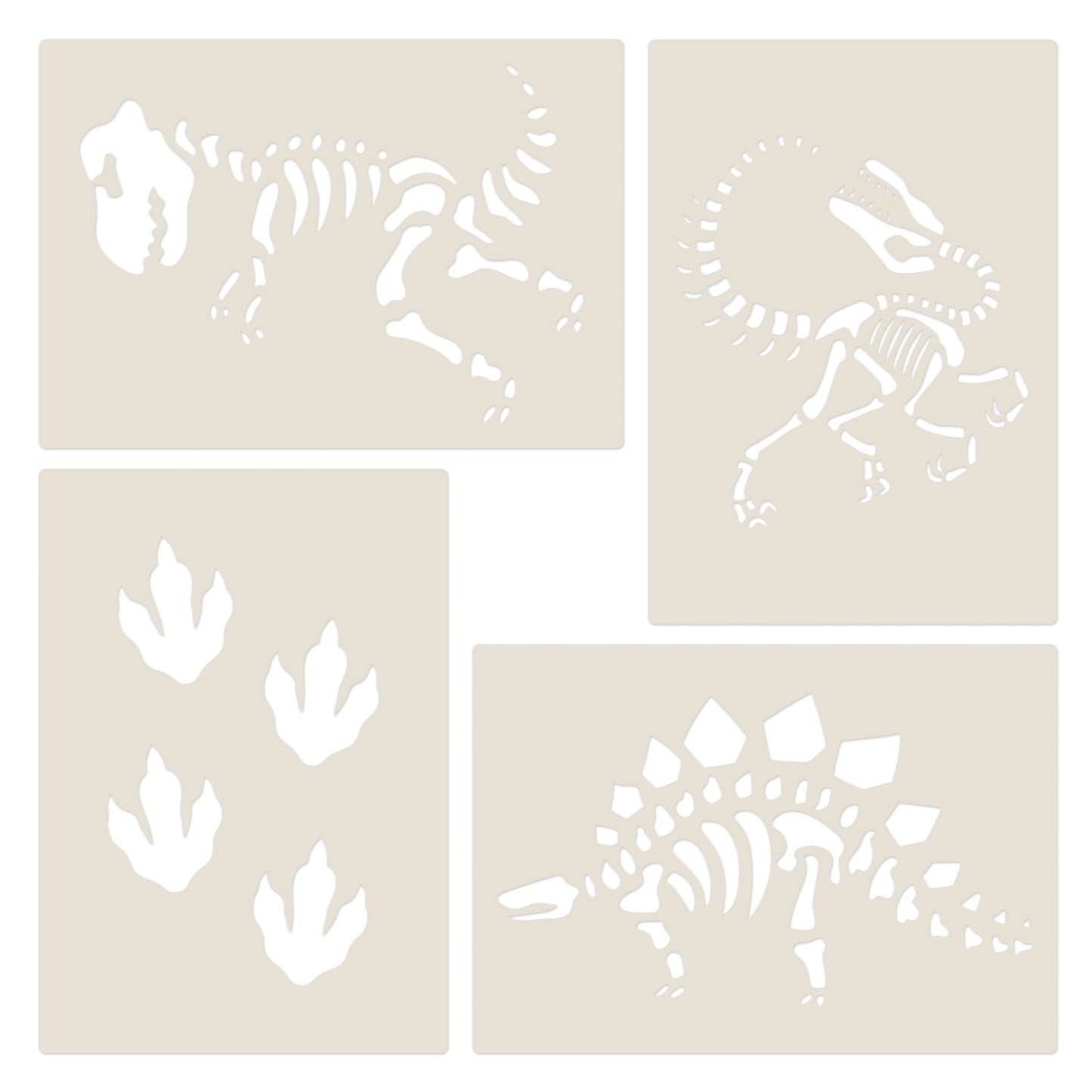 4pc Dinosaur Fossils & Footprints Stencil Set