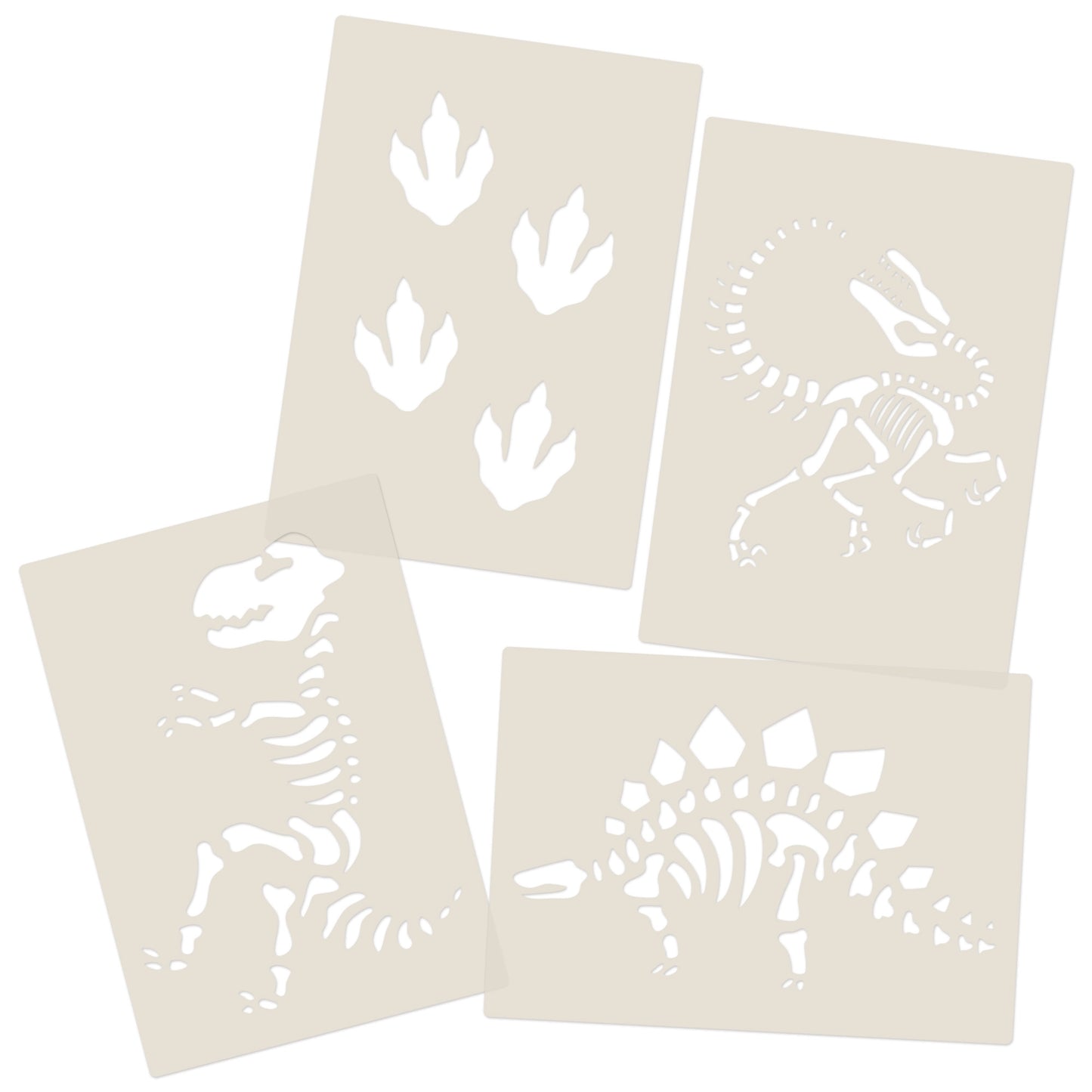 4pc Dinosaur Fossils & Footprints Stencil Set