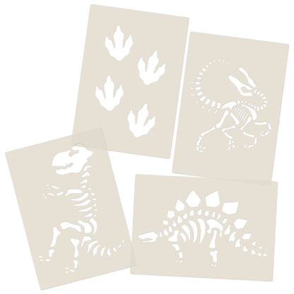 4pc Dinosaur Fossils & Footprints Stencil Set