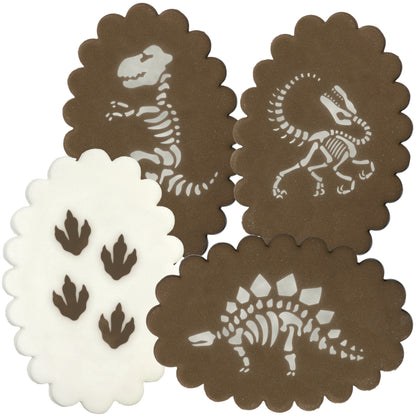 4pc Dinosaur Fossils & Footprints Stencil Set
