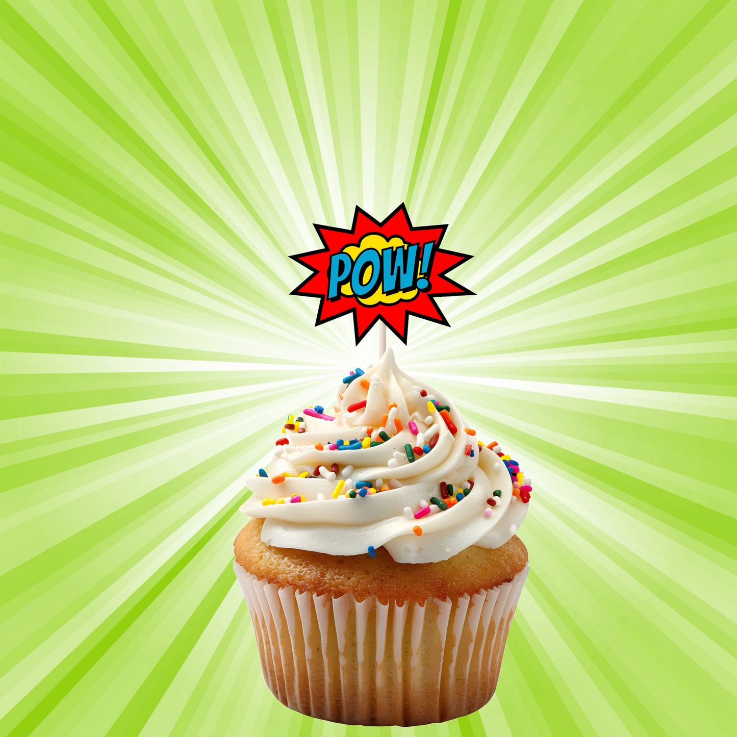 Superhero Comic Book Cupcake Toppers Set - 24pc - Birthday Celebration Cupcake & Cake Decorations