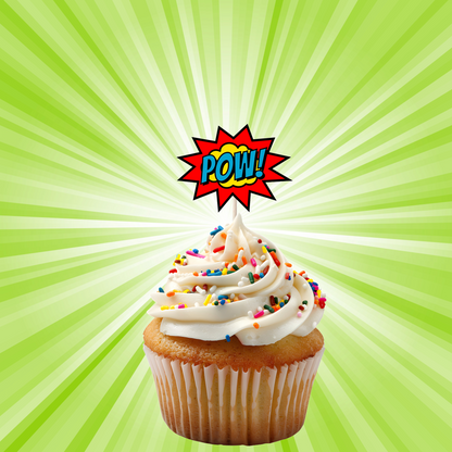 Superhero Comic Book Cupcake Toppers Set - 24pc - Birthday Celebration Cupcake & Cake Decorations