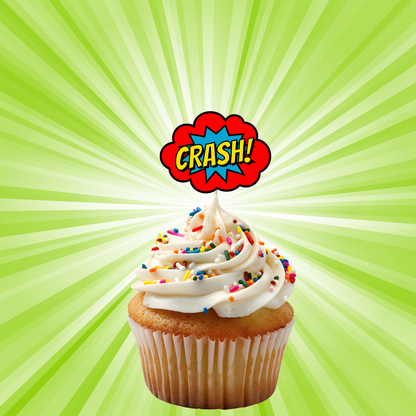 Superhero Comic Book Cupcake Toppers Set - 24pc - Birthday Celebration Cupcake & Cake Decorations