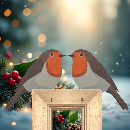 Robin Hand Painted Wooden Bird Corner Decoration - Left or Right Facing - Perfect For Door Frames, Cupboards, Light Switches, Pictures & More