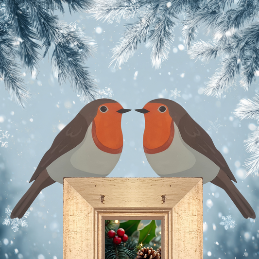 Robin Hand Painted Wooden Bird Corner Decoration - Left or Right Facing - Perfect For Door Frames, Cupboards, Light Switches, Pictures & More