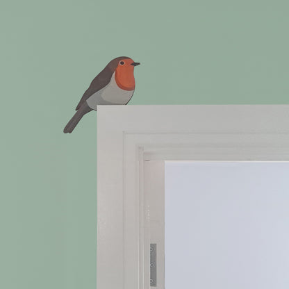 Robin Hand Painted Wooden Bird Corner Decoration - Left or Right Facing - Perfect For Door Frames, Cupboards, Light Switches, Pictures & More