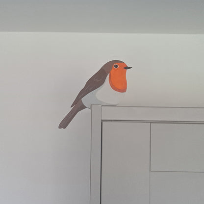 Robin Hand Painted Wooden Bird Corner Decoration - Left or Right Facing - Perfect For Door Frames, Cupboards, Light Switches, Pictures & More