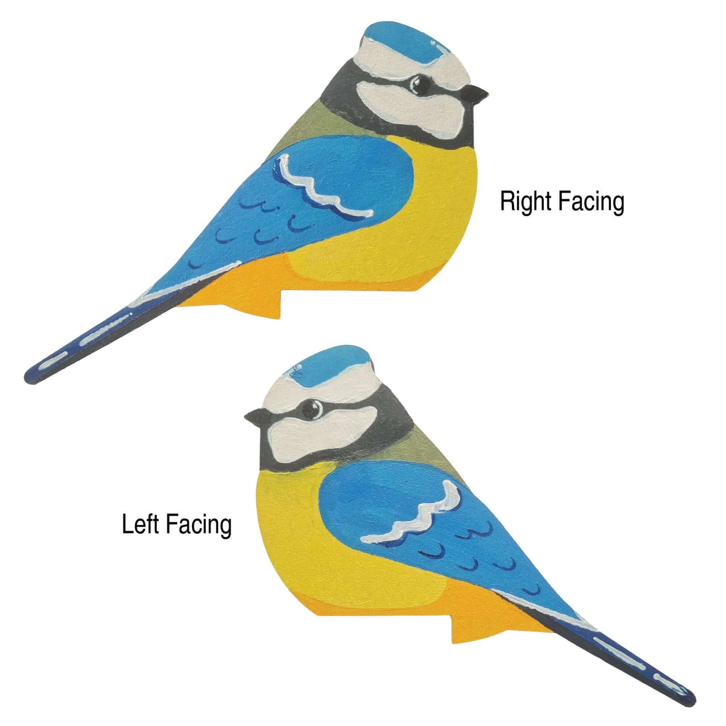 Blue Tit Hand Painted Wooden Bird Corner Decoration - Left or Right Facing - Perfect For Door Frames, Cupboards, Light Switches, Pictures & More