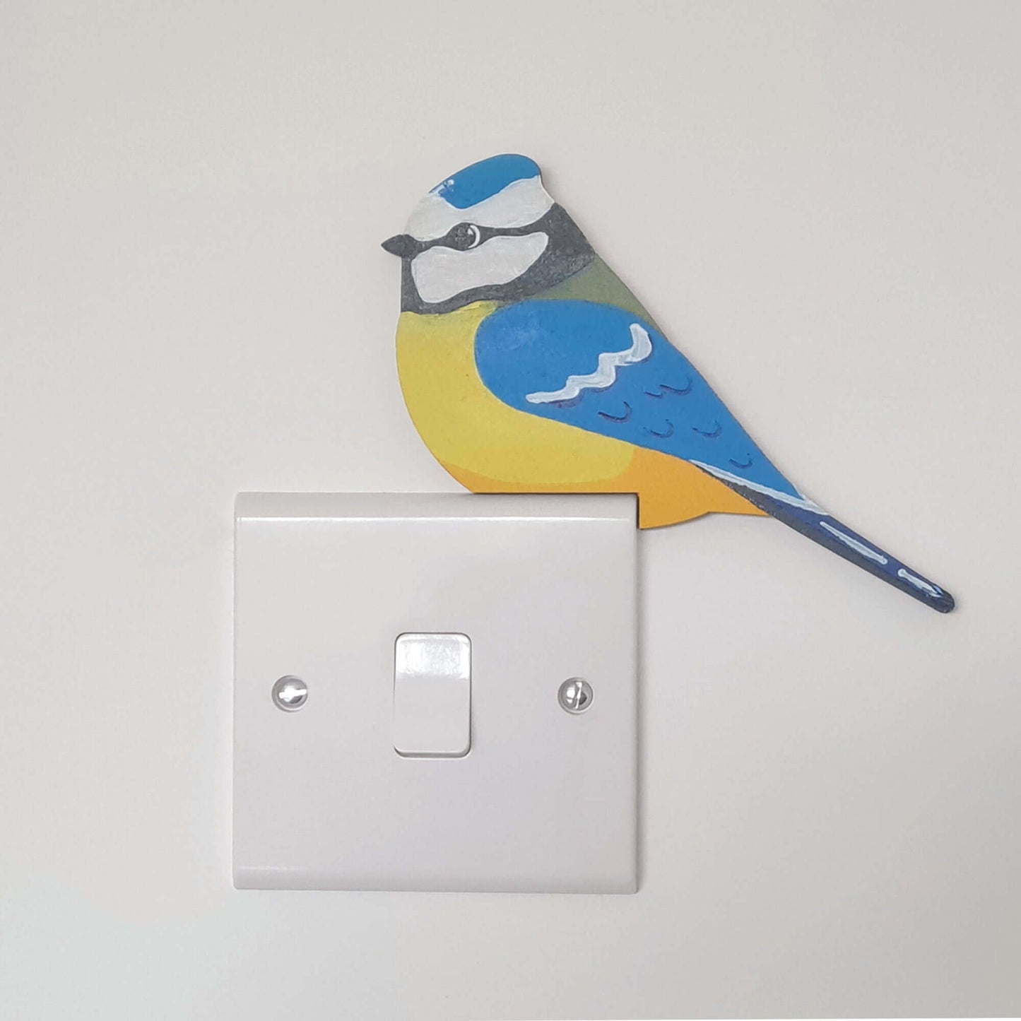 Blue Tit Hand Painted Wooden Bird Corner Decoration - Left or Right Facing - Perfect For Door Frames, Cupboards, Light Switches, Pictures & More