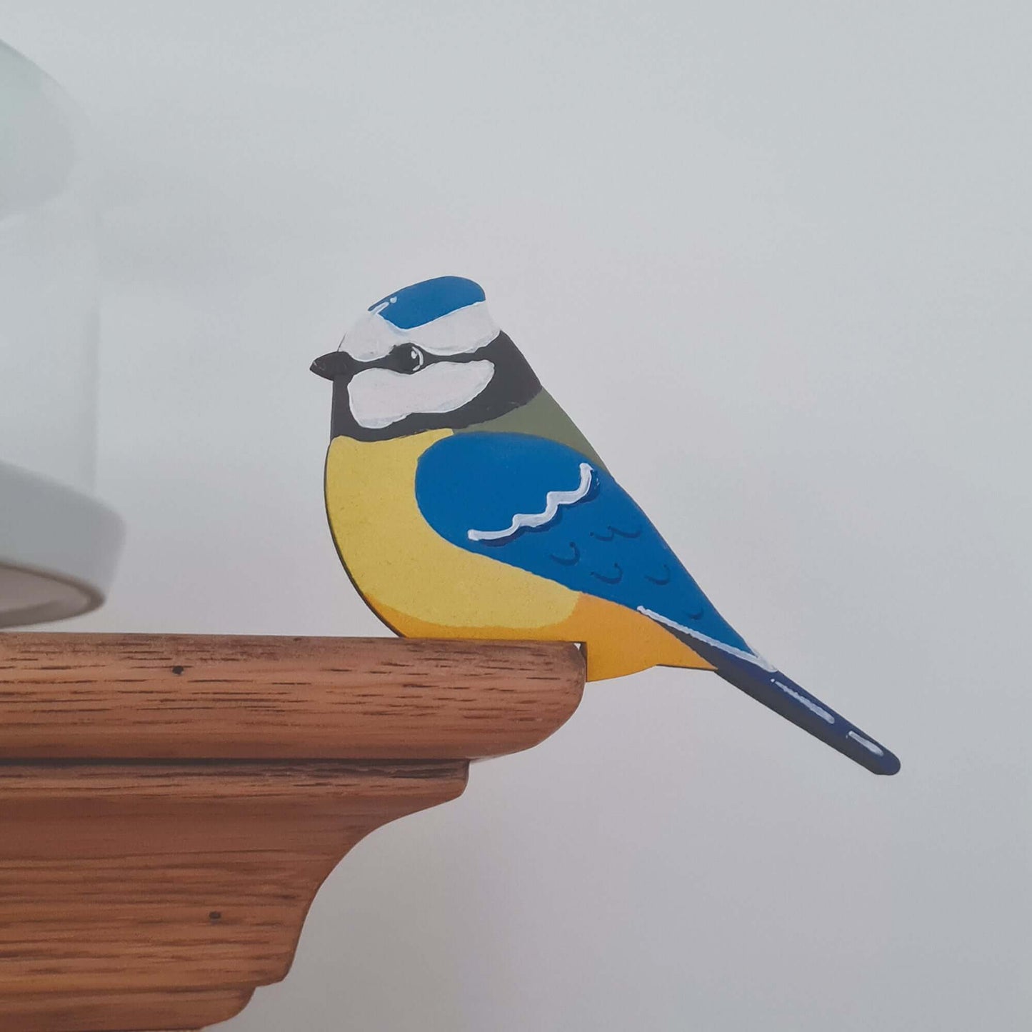 Blue Tit Hand Painted Wooden Bird Corner Decoration - Left or Right Facing - Perfect For Door Frames, Cupboards, Light Switches, Pictures & More