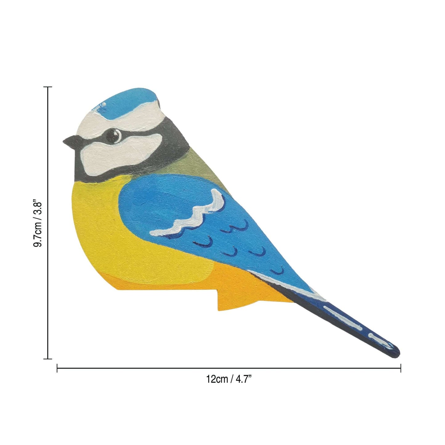 Blue Tit Hand Painted Wooden Bird Corner Decoration - Left or Right Facing - Perfect For Door Frames, Cupboards, Light Switches, Pictures & More