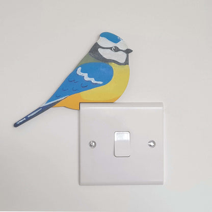 Blue Tit Hand Painted Wooden Bird Corner Decoration - Left or Right Facing - Perfect For Door Frames, Cupboards, Light Switches, Pictures & More