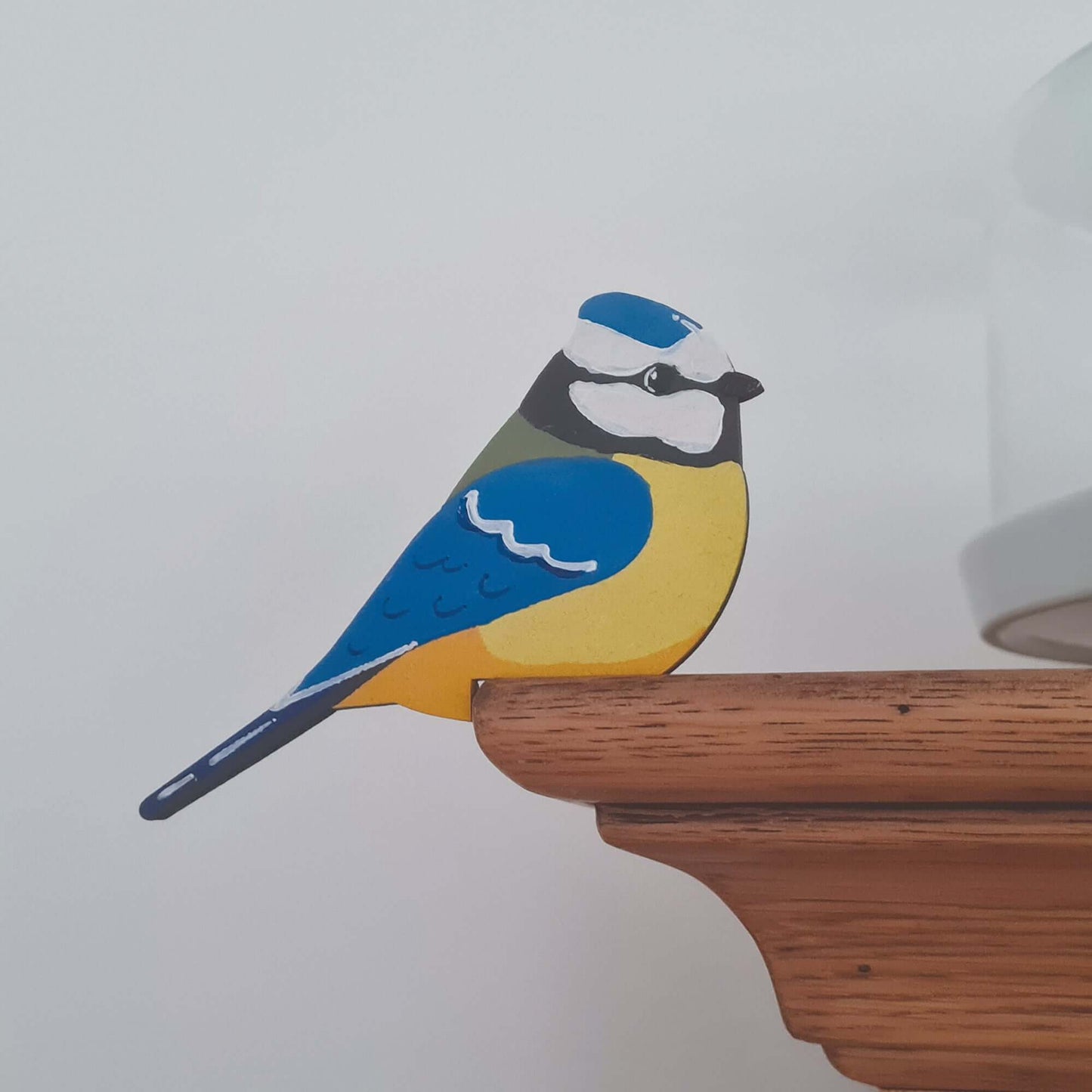 Blue Tit Hand Painted Wooden Bird Corner Decoration - Left or Right Facing - Perfect For Door Frames, Cupboards, Light Switches, Pictures & More