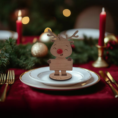 Rudolph Wooden Name Place – 6 Pack – Personalised Christmas Table Decorations & Festive Keepsake Figures