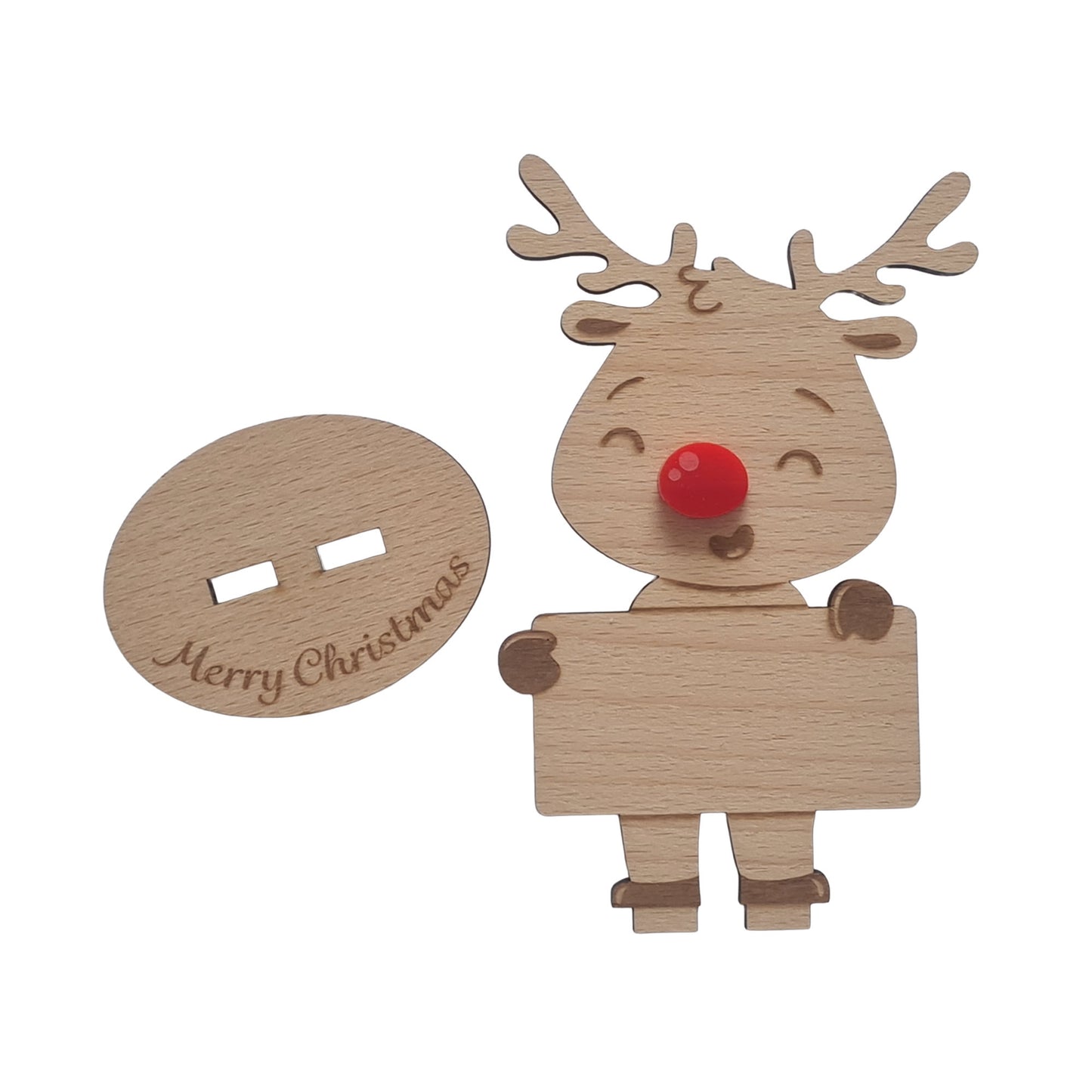 Rudolph Wooden Name Place – 6 Pack – Personalised Christmas Table Decorations & Festive Keepsake Figures