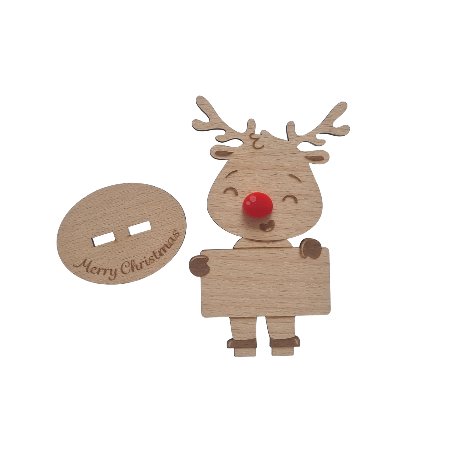 Rudolph Wooden Name Place – 6 Pack – Personalised Christmas Table Decorations & Festive Keepsake Figures