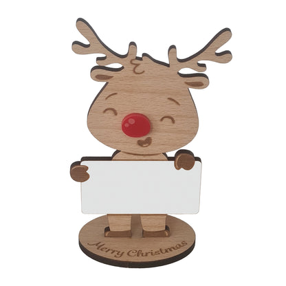 Rudolph Wooden Name Place – 6 Pack – Personalised Christmas Table Decorations & Festive Keepsake Figures