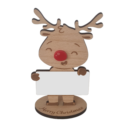 Rudolph Wooden Name Place – 6 Pack – Personalised Christmas Table Decorations & Festive Keepsake Figures