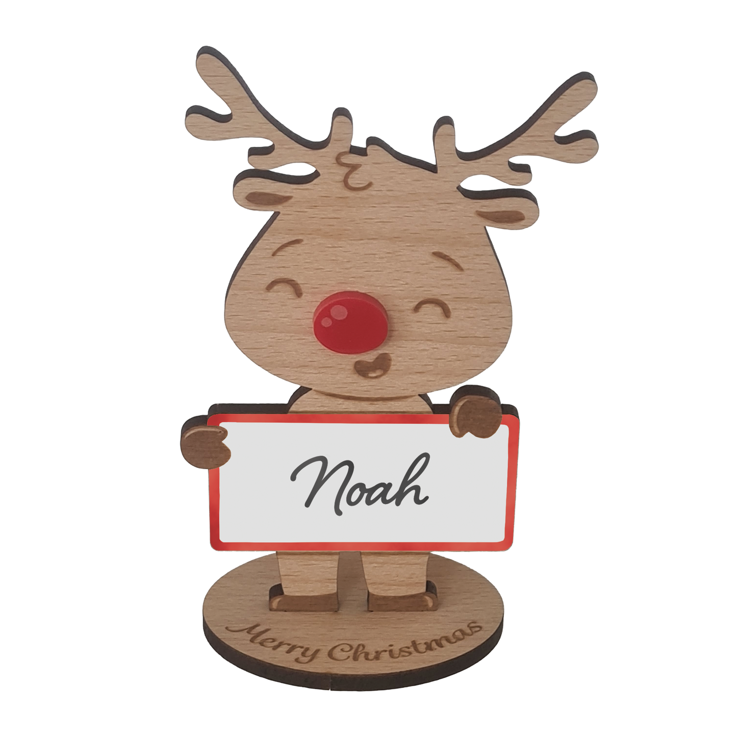 Rudolph Wooden Name Place – 6 Pack – Personalised Christmas Table Decorations & Festive Keepsake Figures