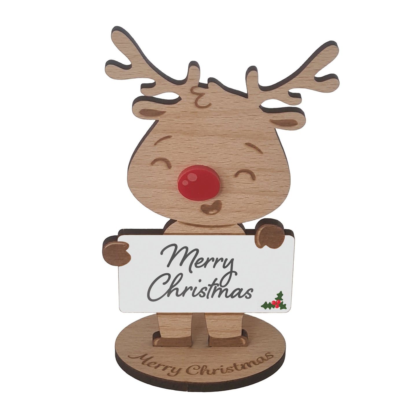 Rudolph Wooden Name Place – 6 Pack – Personalised Christmas Table Decorations & Festive Keepsake Figures