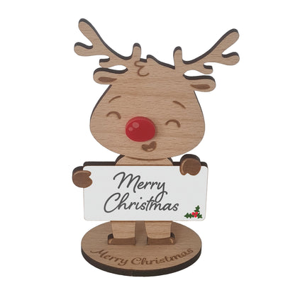 Rudolph Wooden Name Place – 6 Pack – Personalised Christmas Table Decorations & Festive Keepsake Figures