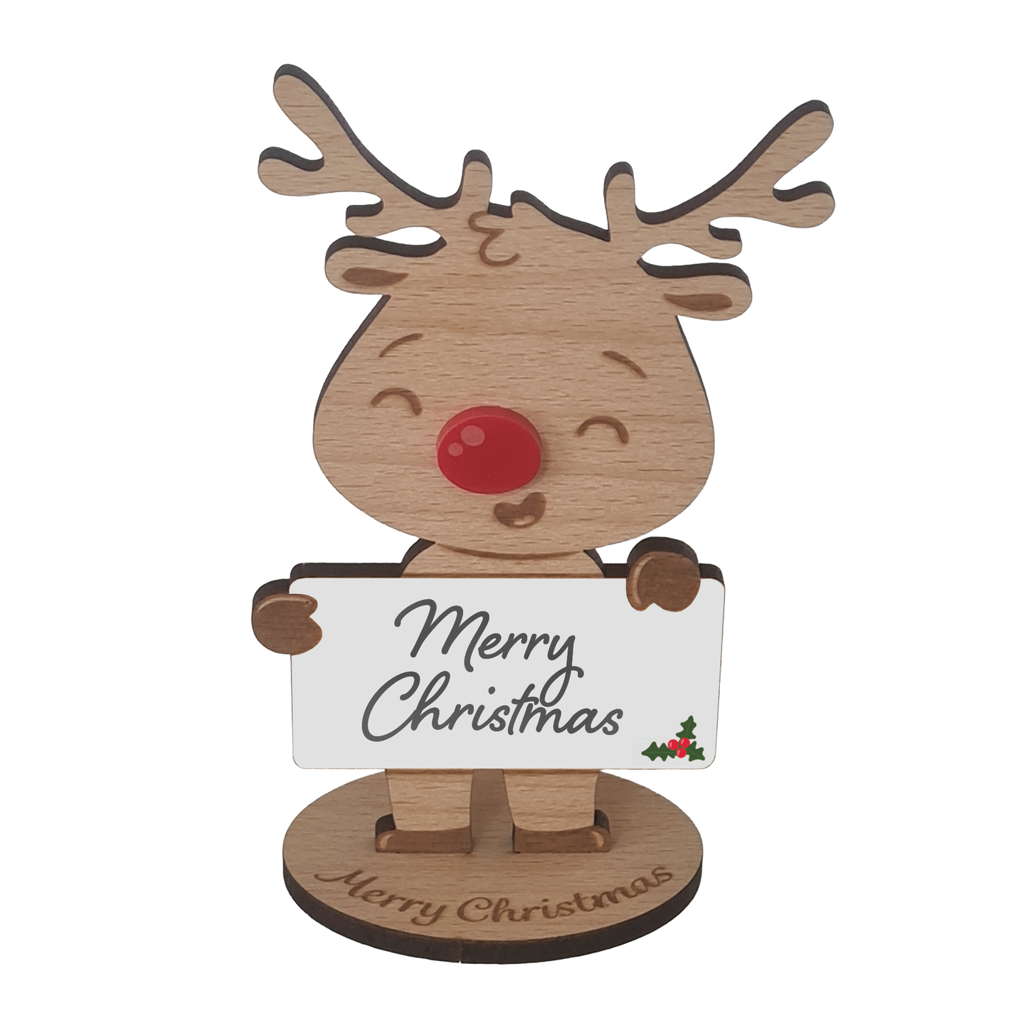 Rudolph Wooden Name Place – 6 Pack – Personalised Christmas Table Decorations & Festive Keepsake Figures