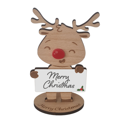 Rudolph Wooden Name Place – 6 Pack – Personalised Christmas Table Decorations & Festive Keepsake Figures