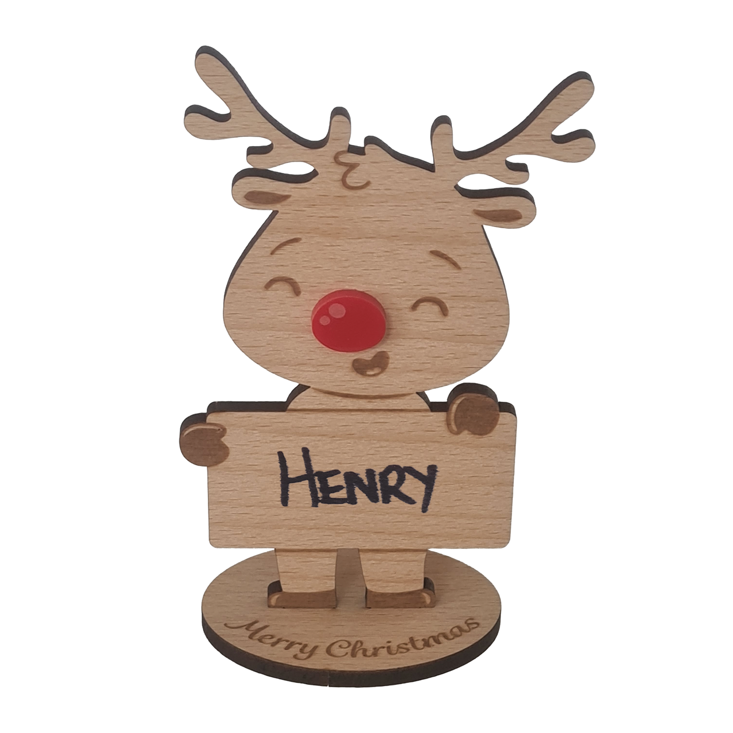 Rudolph Wooden Name Place – 6 Pack – Personalised Christmas Table Decorations & Festive Keepsake Figures