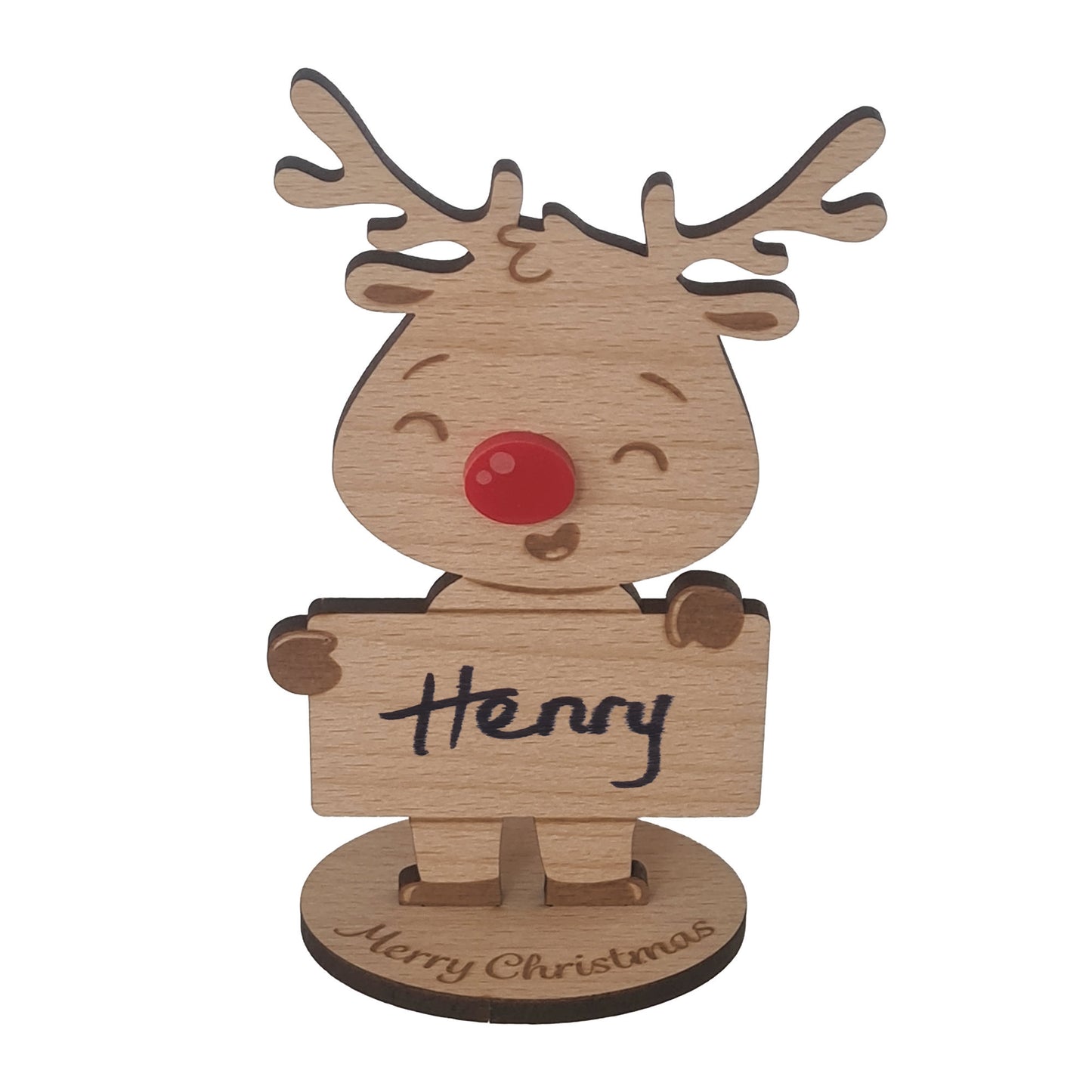 Rudolph Wooden Name Place – 6 Pack – Personalised Christmas Table Decorations & Festive Keepsake Figures