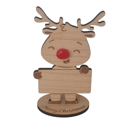 Rudolph Wooden Name Place – 6 Pack – Personalised Christmas Table Decorations & Festive Keepsake Figures