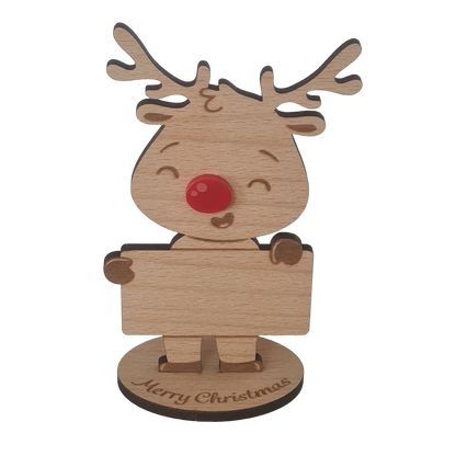Rudolph Wooden Name Place – 6 Pack – Personalised Christmas Table Decorations & Festive Keepsake Figures