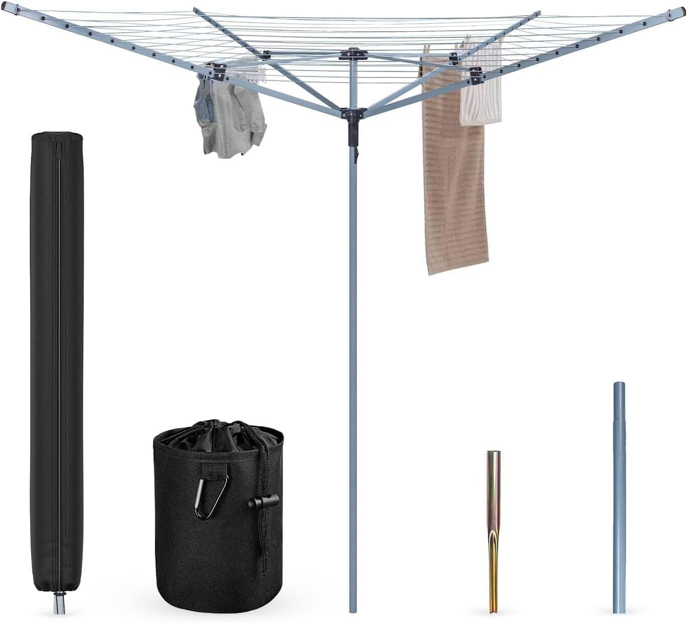 60M Rotary Airer Dryer with Cover and Metal Spike