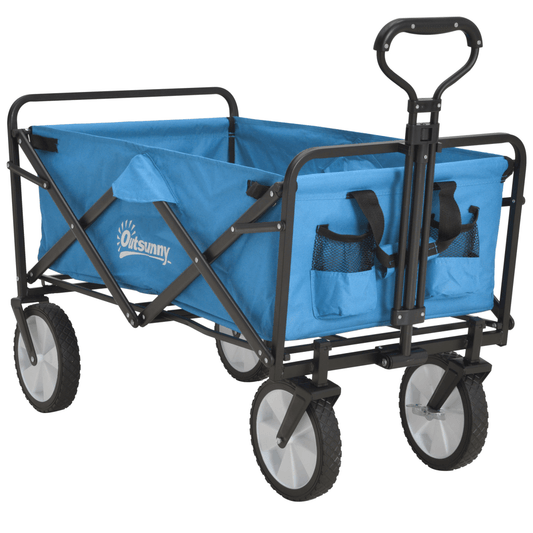 Pull Along Cart Folding Cargo Wagon Trailer Trolley For Beach Garden with Handle